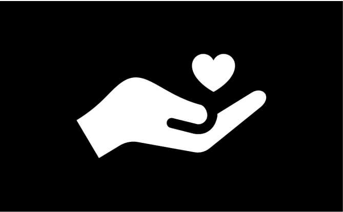 icon depicting a hand holding a heart