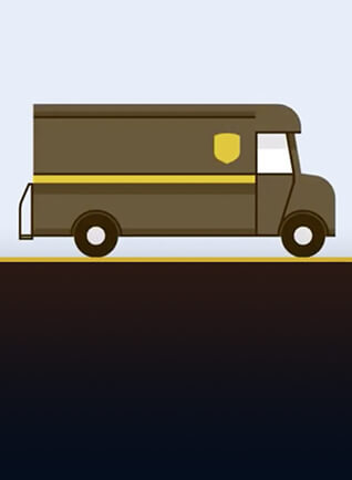 Cartoon graphic of delivery van