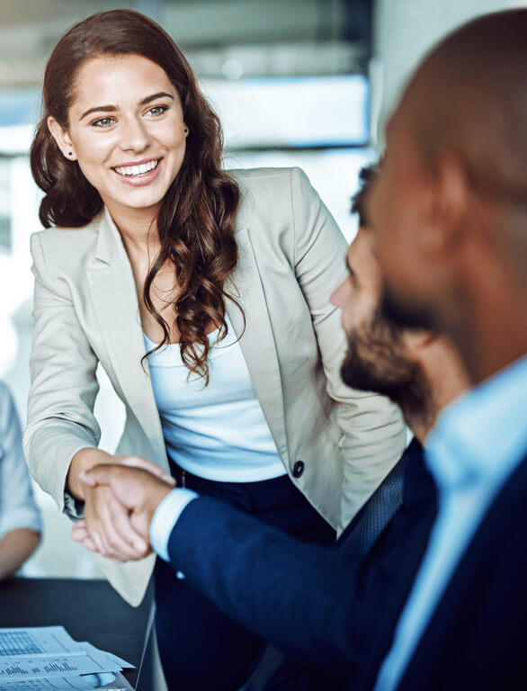 Man and woman shaking hands