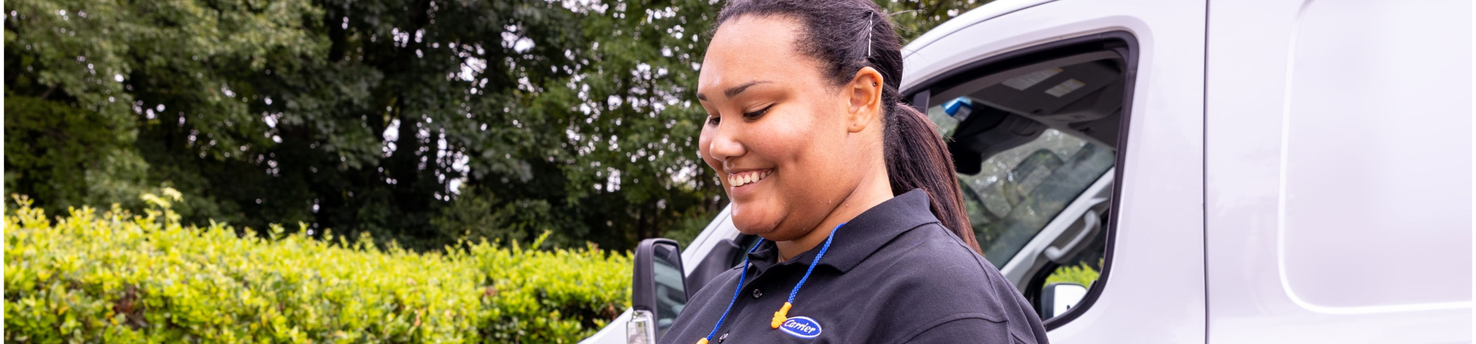 Carrier employee making a house call