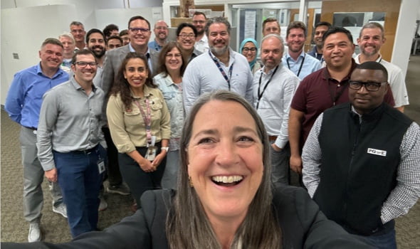 Group of people taking selfie