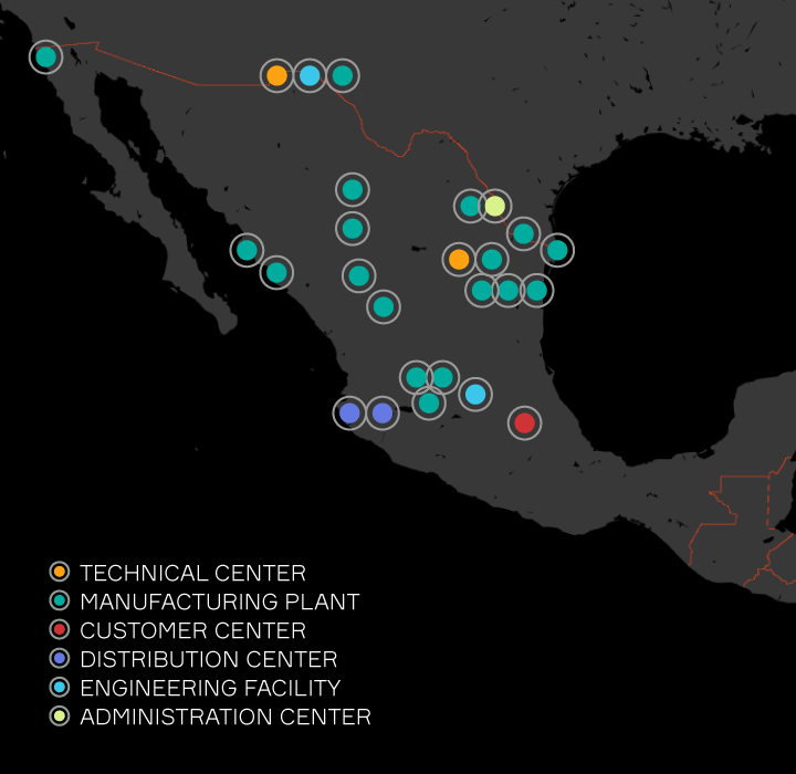 Aptiv locations listed in Mexico