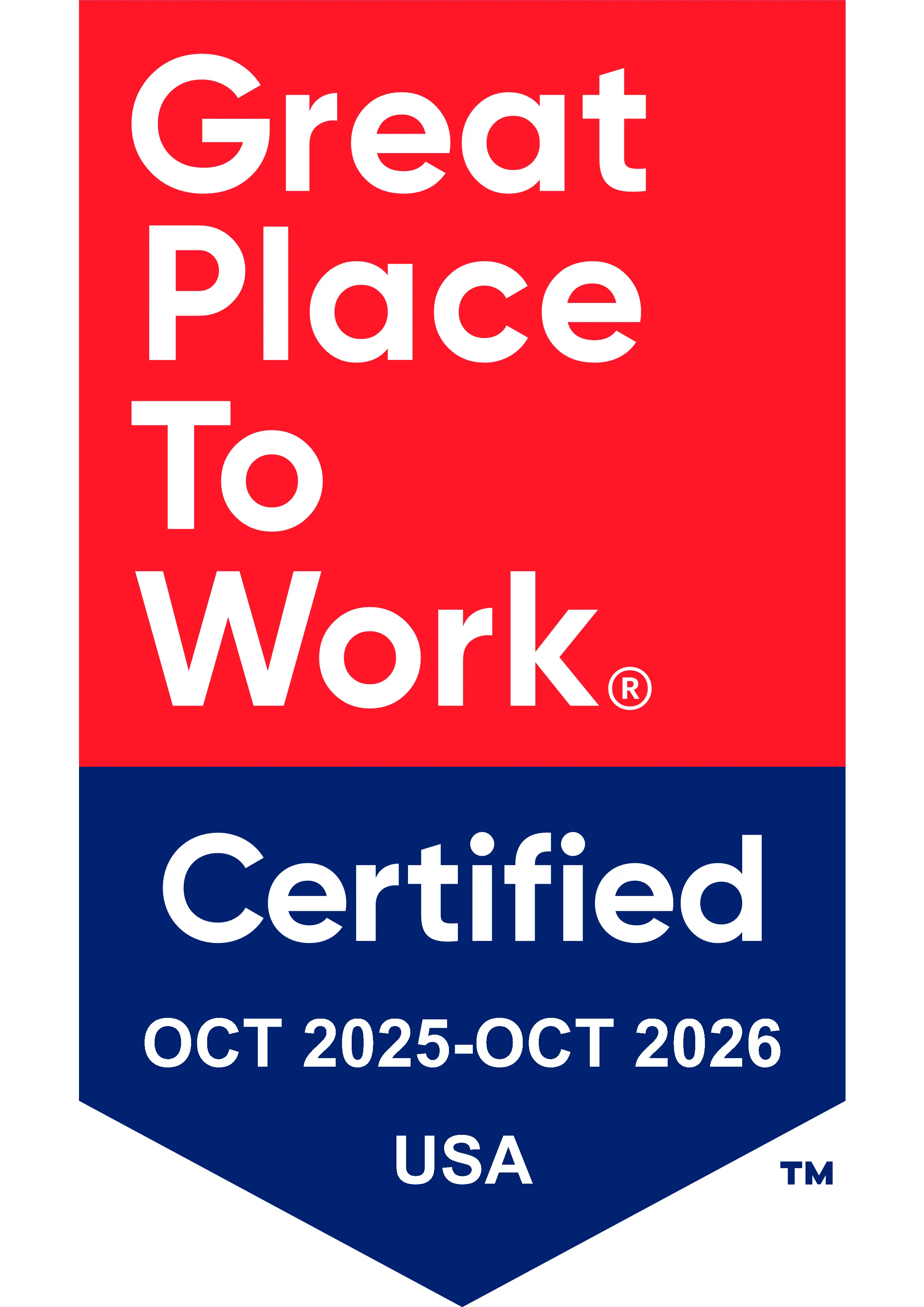 Great Place to Work Certified 2025-2026 USA