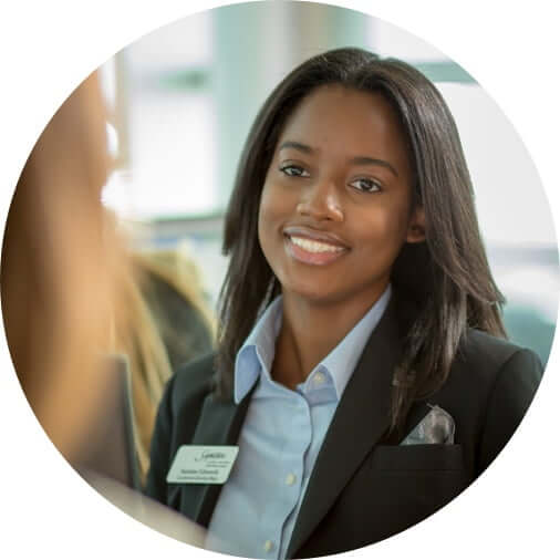 smiling black female customer representative in uniform