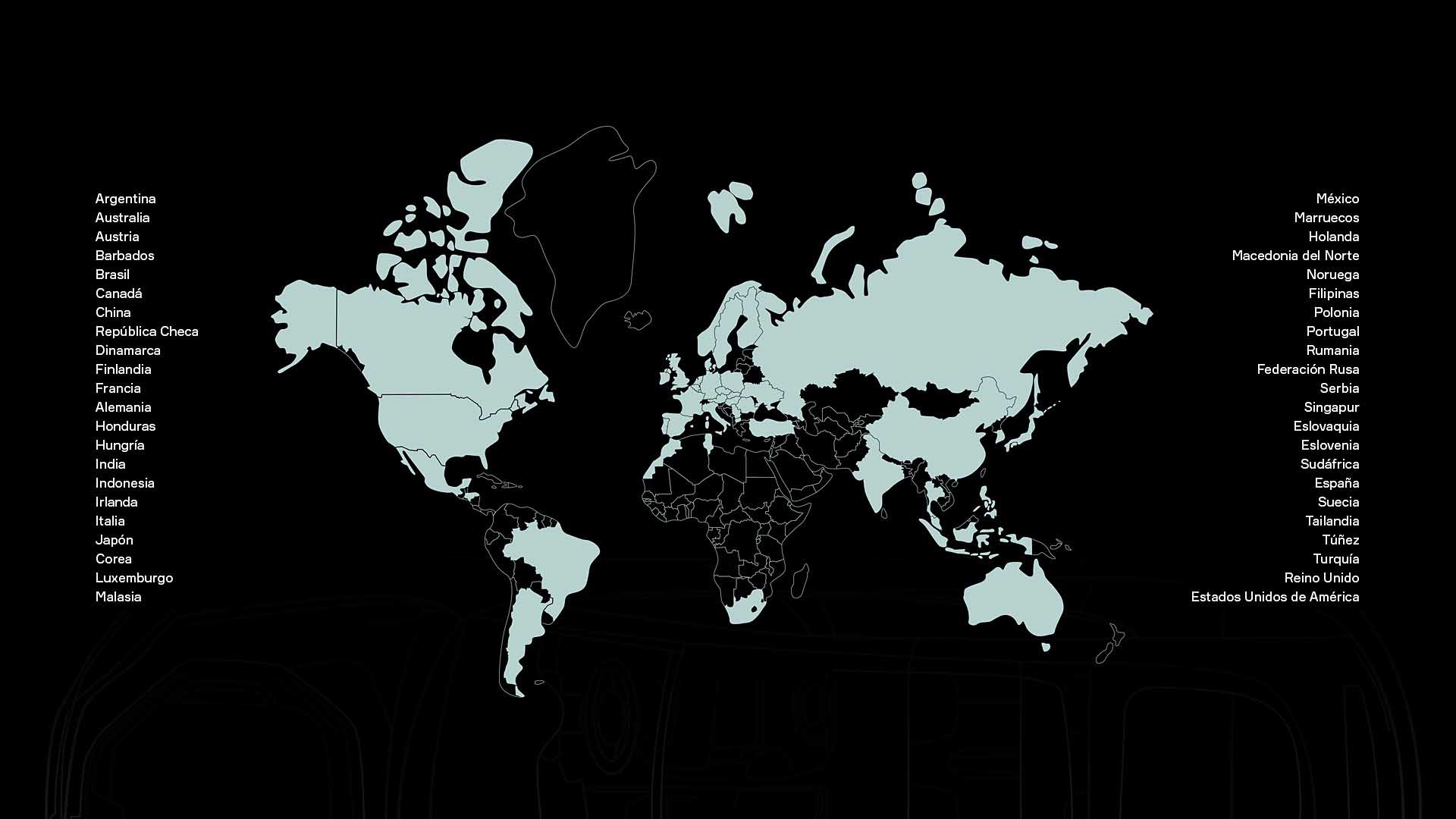 Mapa de los países con presencia de Aptiv en el mundo 