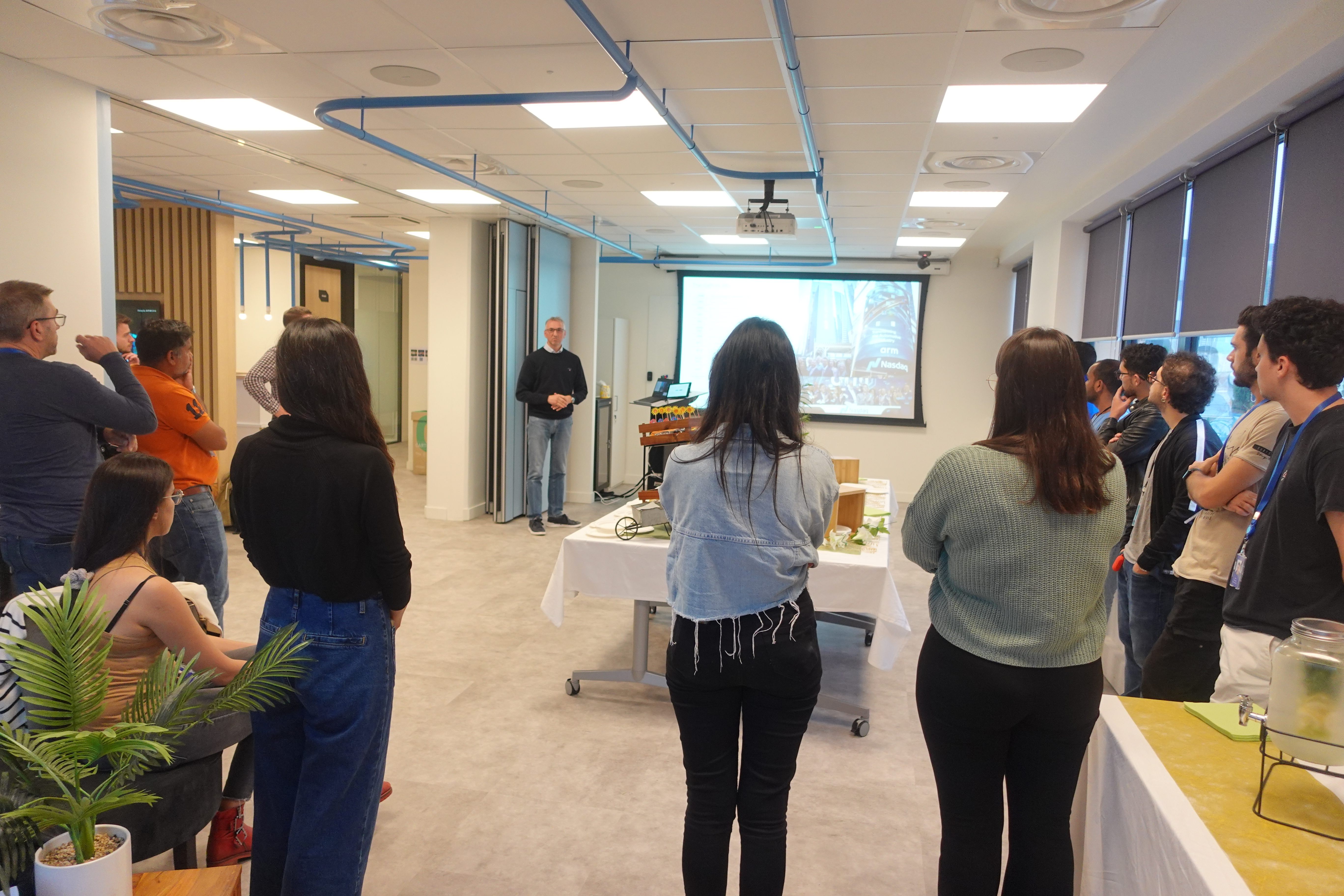 Event gathering with snacks and drinks