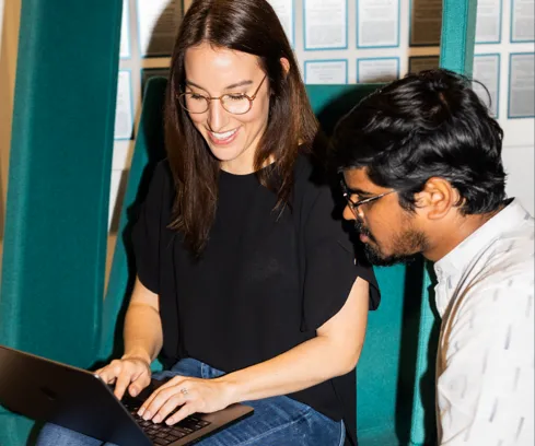 Team collaborating in a modern workspace