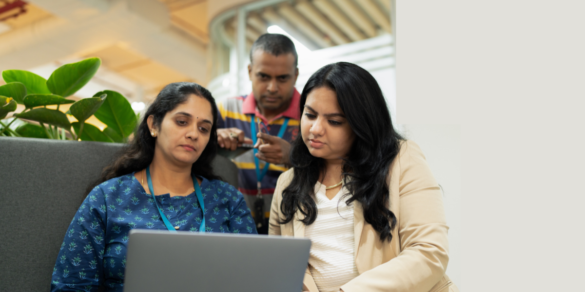 Team discussion in modern office