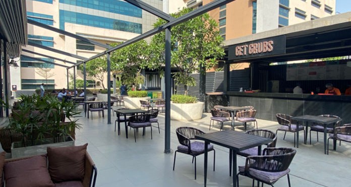 Collaborative office area with seating