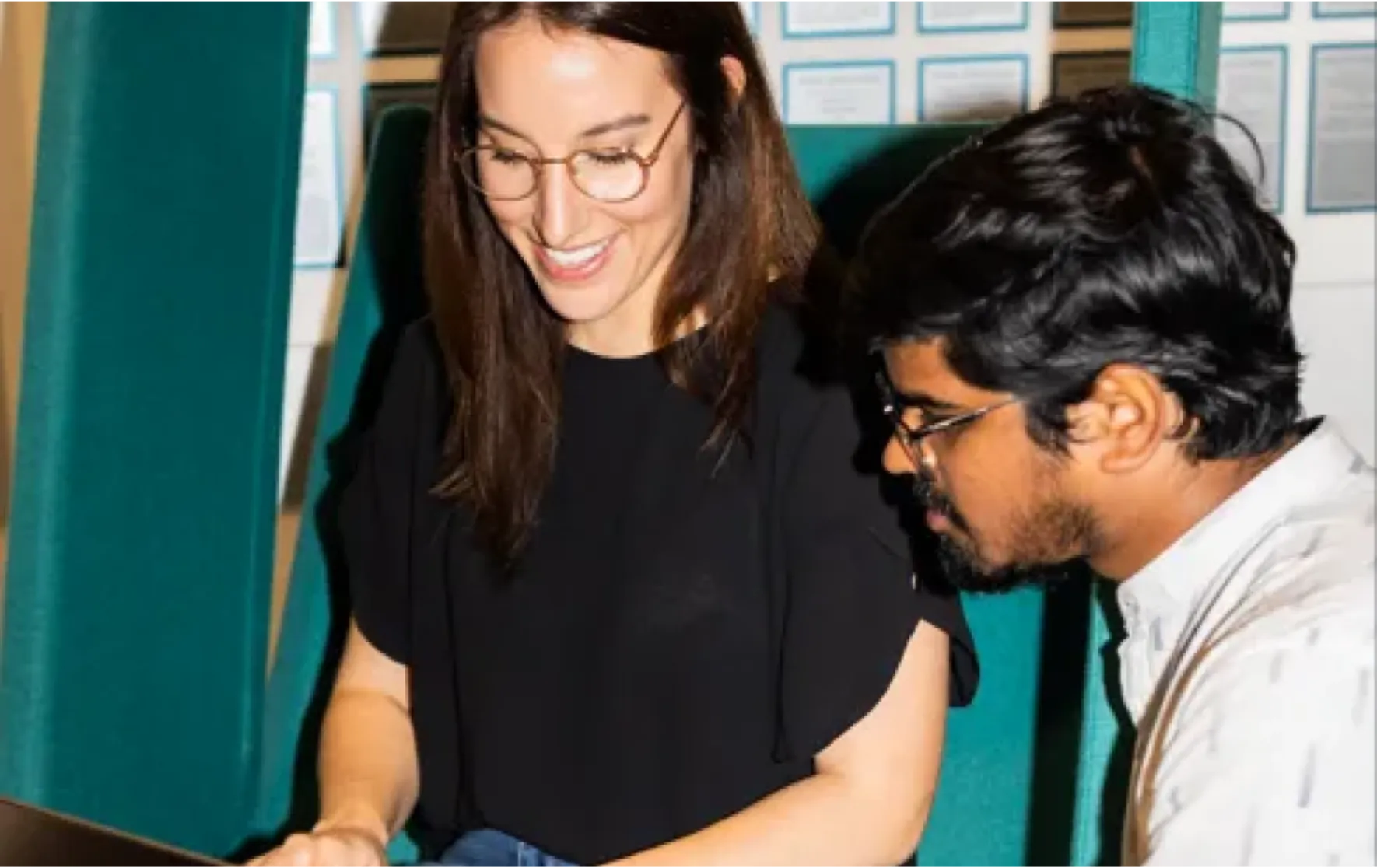 Team collaborating in a modern workspace