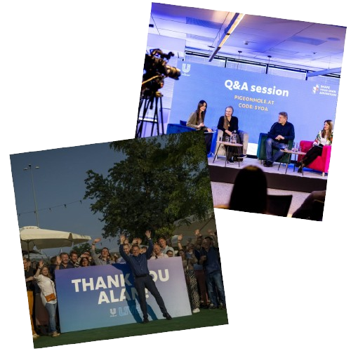 employees in Unilever booth and employees in career fair