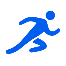 running person icon in blue