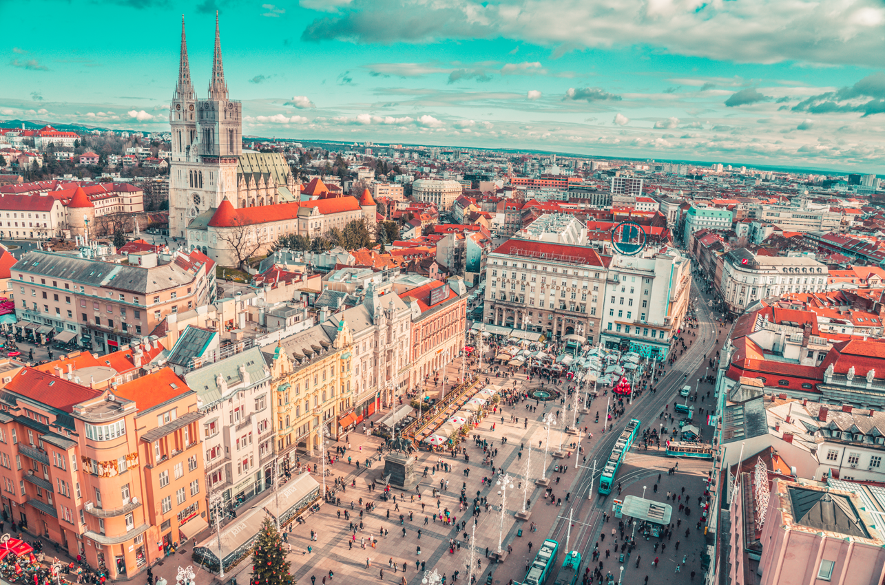 Zagreb city center with the Cathedral.