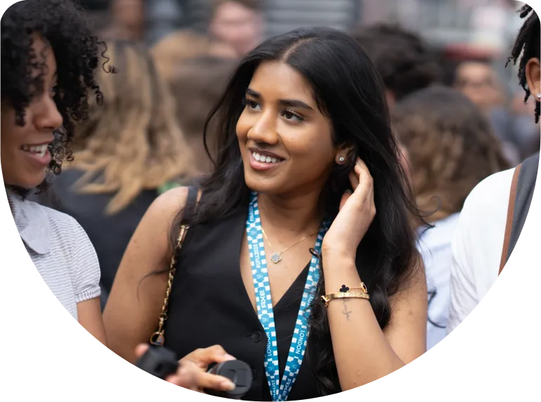 young professional networking outdoors