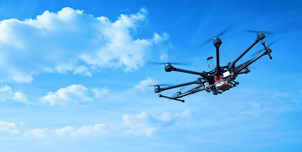 Clarity Robotics Drone 7 set against a blue sky Test