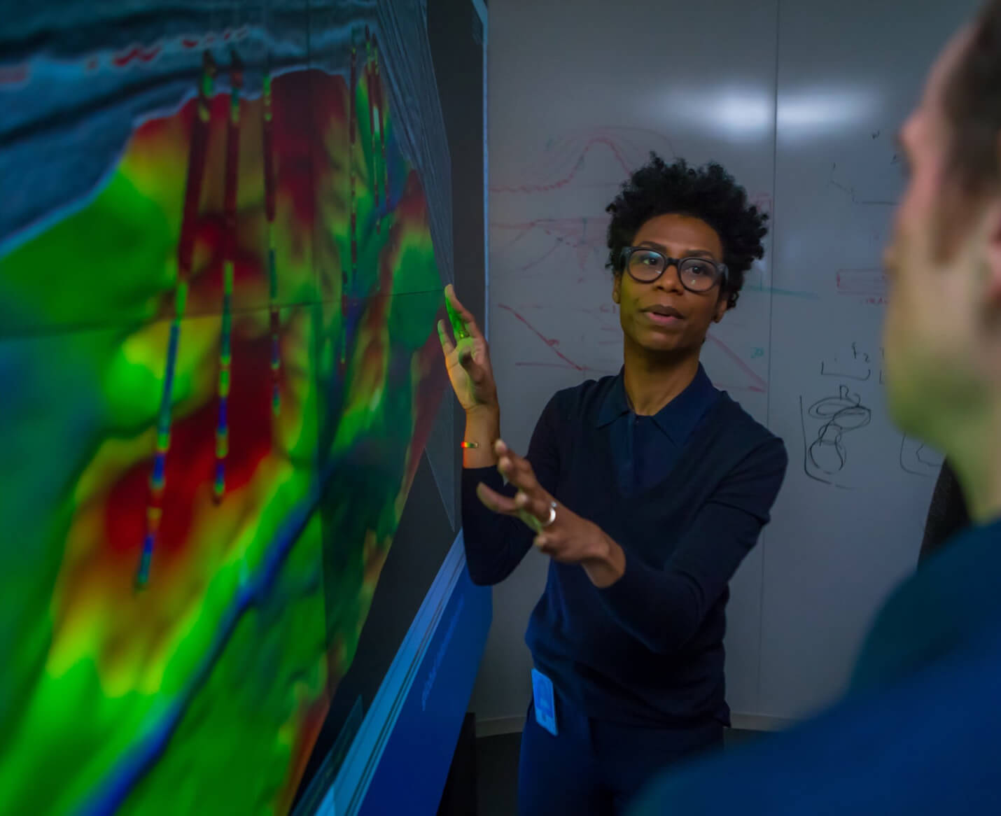 Person presenting a topographical map