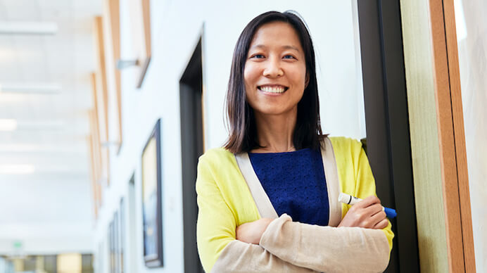 a women smiling