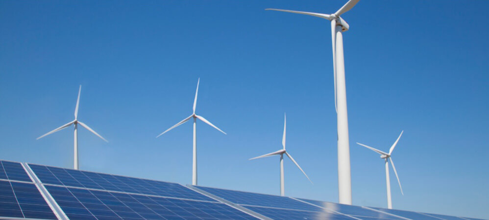 solar panels and wind turbines
