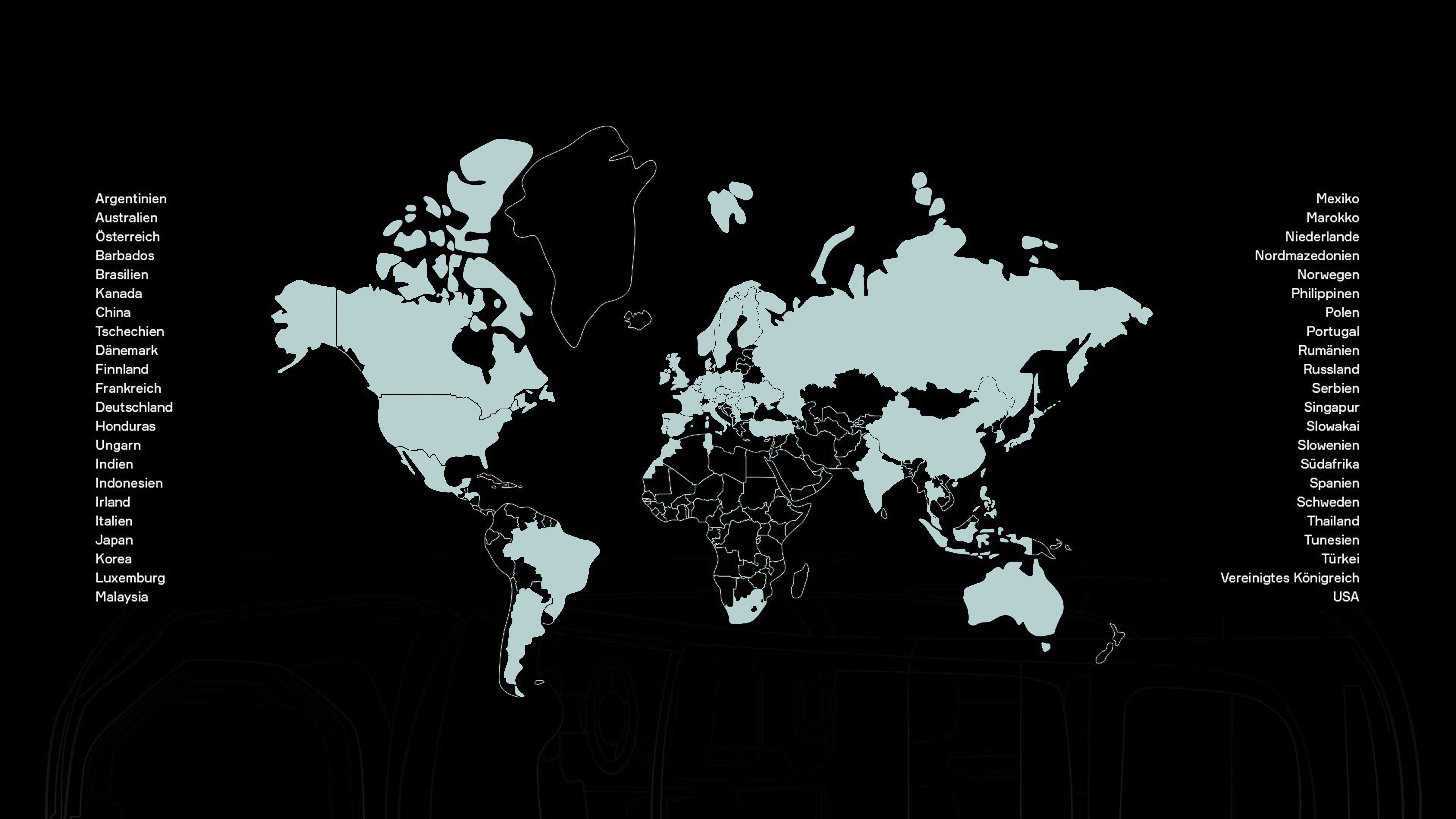 Karte der Länder mit Aptiv-Standorten auf der ganzen Welt. 