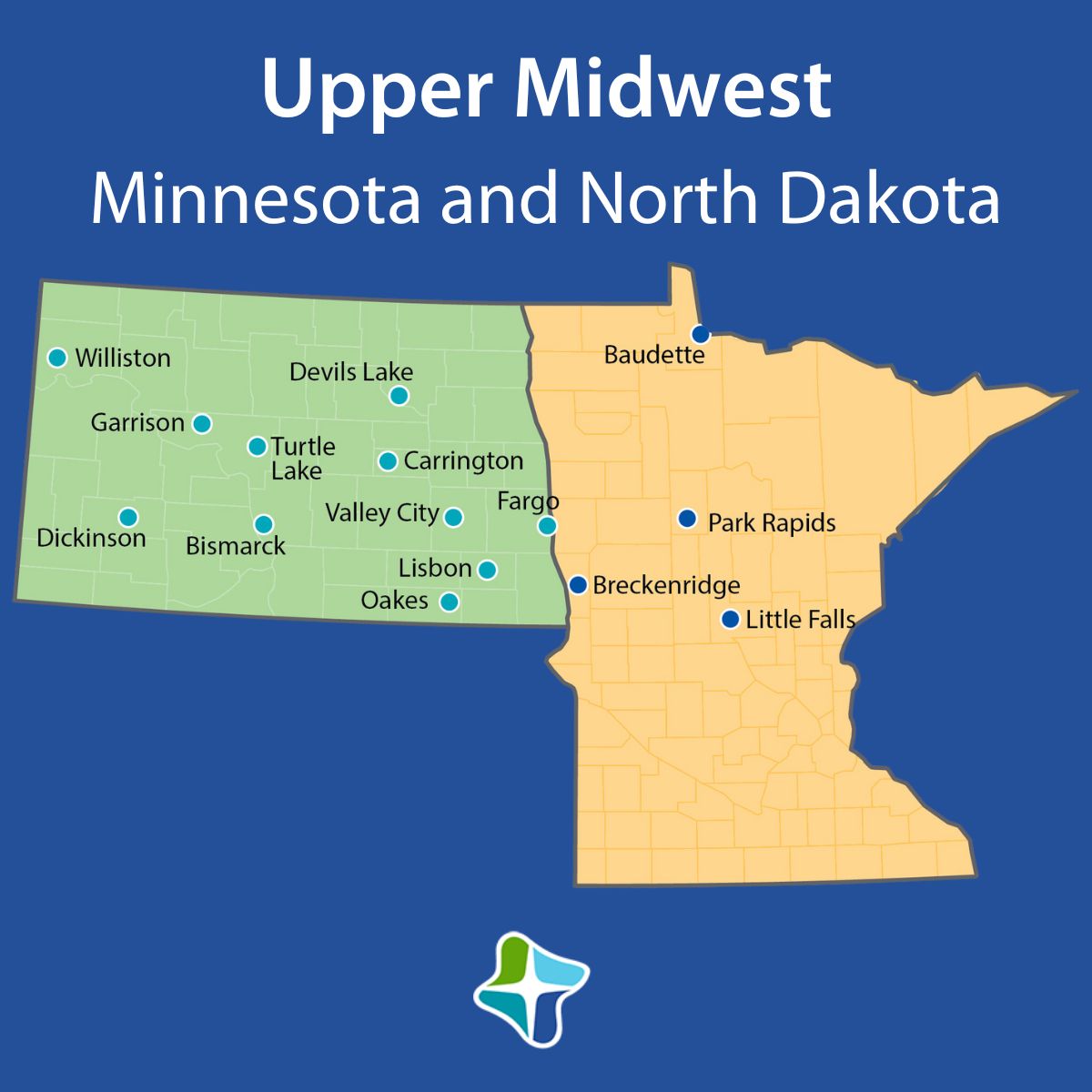 Upper Midwest Minnesota and North Dakota Map