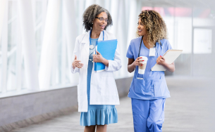 Healthcare professionals in conversation
