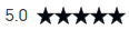 5.0 followed by 5 grey stars
