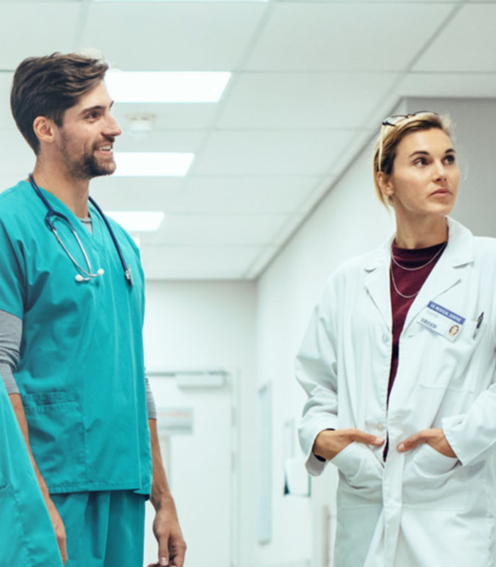 Physicians talking to each other