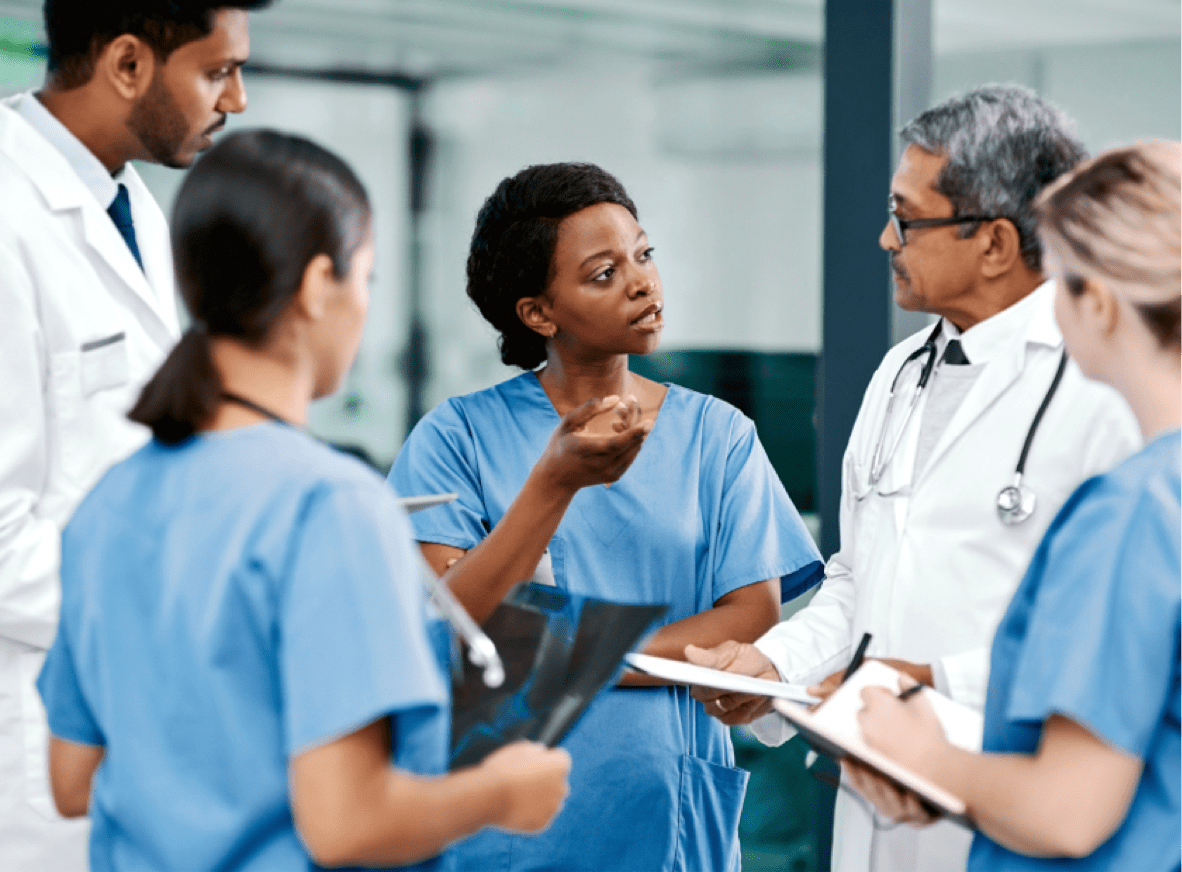 Physician speaking to a group