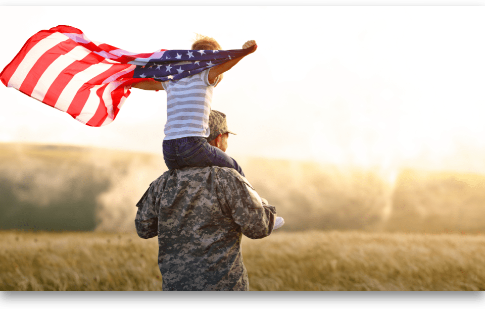 veteran and flag