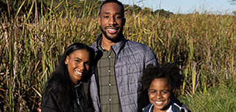 Family in a cornfield