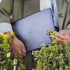 Person holding a Dell laptop