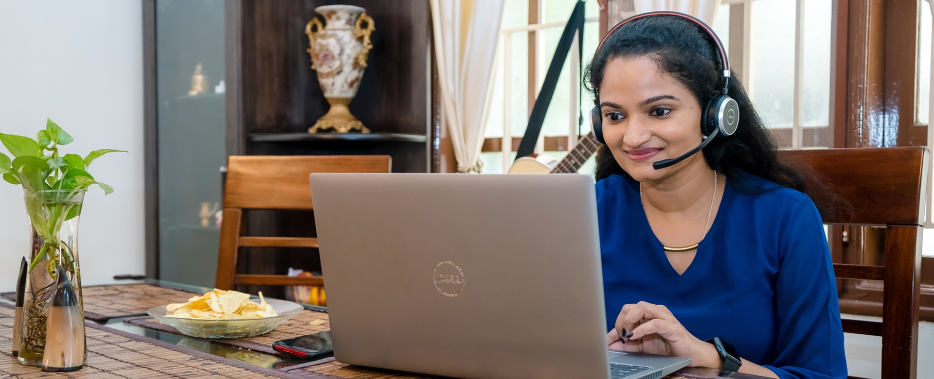 Woman working on laptop