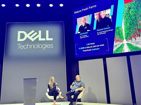 Elizabeth interviews a customer at Dell Tech World