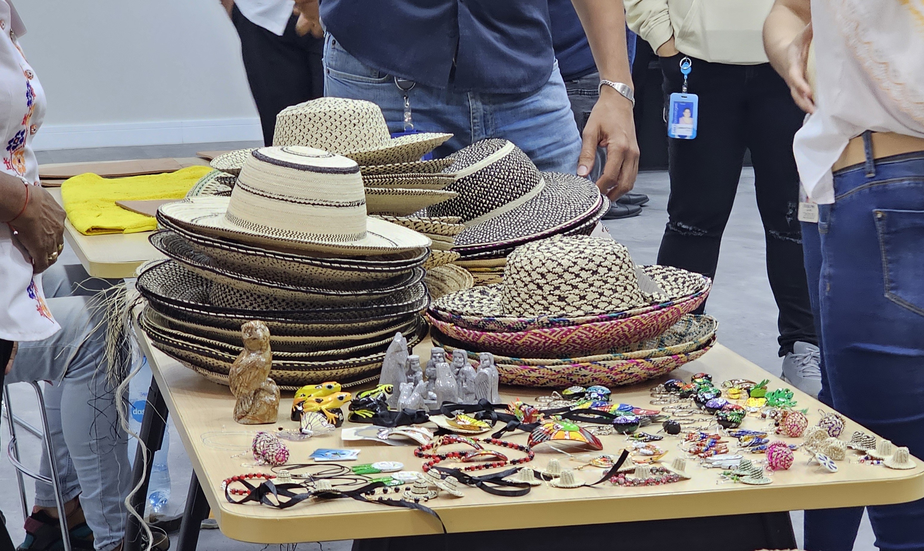 Panama straw hats on display