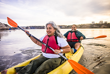 retirement age people kayaking