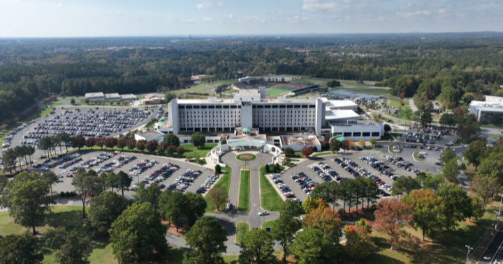 aerial view of the Duke Regional Hospital campus.