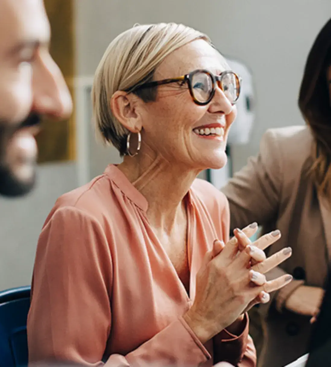 Woman smiling in an office