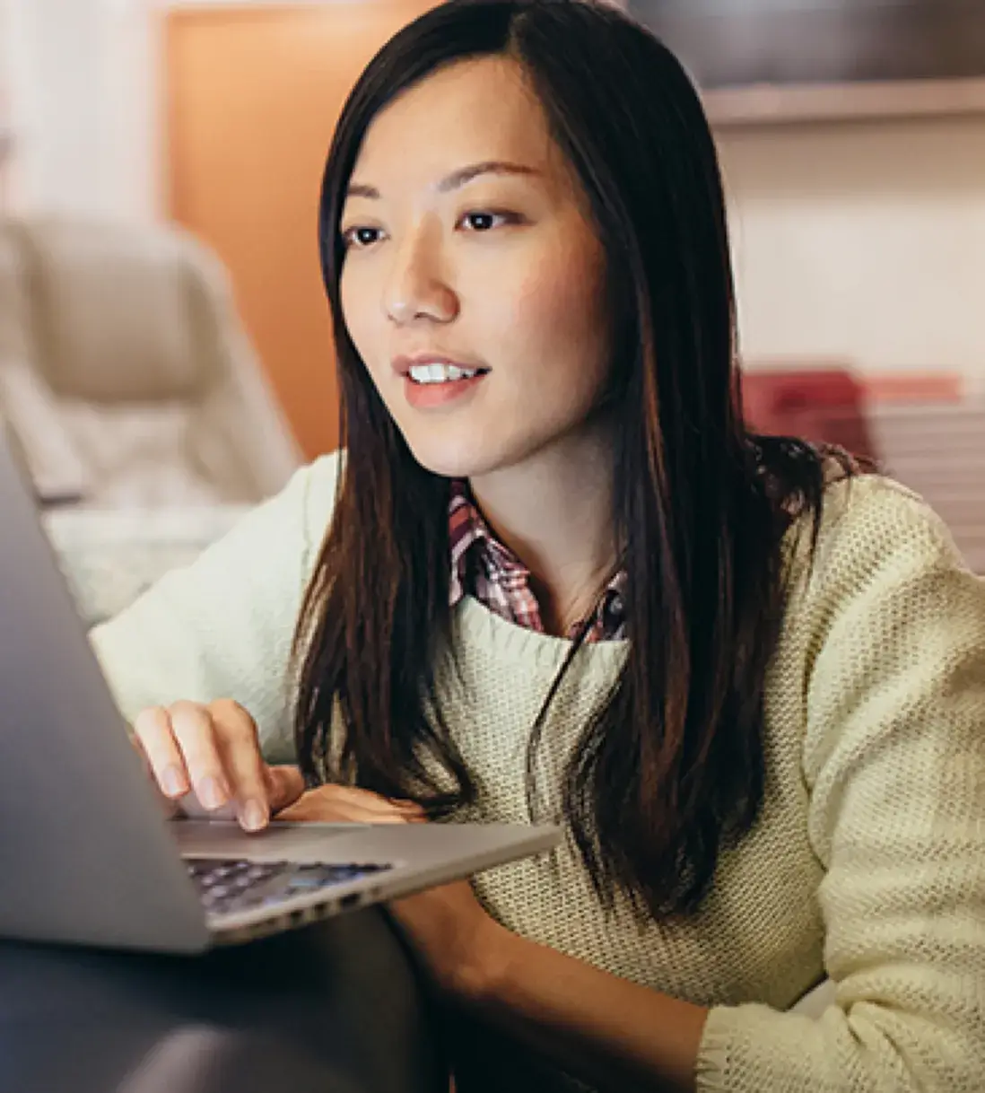 Woman working on a laptop