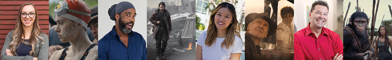 A banner image featuring pictures of employees of The Walt Disney Studios and different characters in a variety of movies.