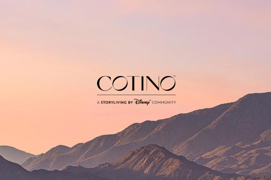 Logo that reads COTINO Storyliving by Disney against a peach colored skyline