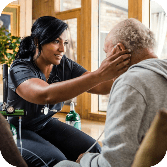 A nurse examining a patient