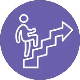 icon person on arrow stairs