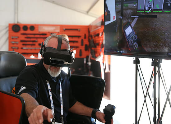 Man using virtual reality headset