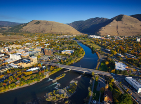 aerial shot of Missoula, Montana