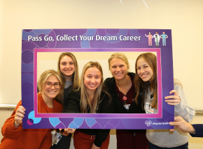 image of nursing staff with a graphic frame