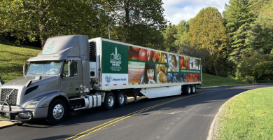 image of semi truck driving on road