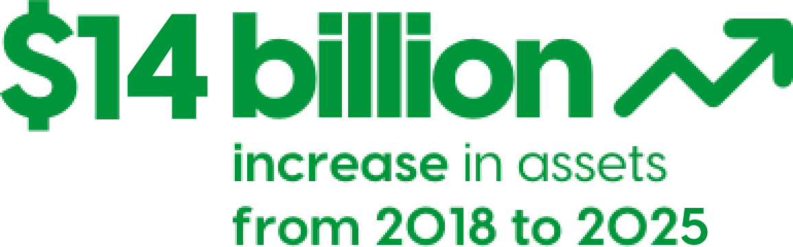 $9 billion increase in assets from 2018 to 2024