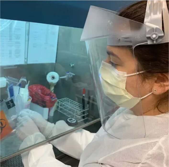 Female employee working in the lab