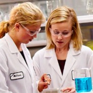 Female employee in a lab coat