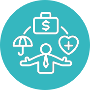 blue icon representing salary and benefits